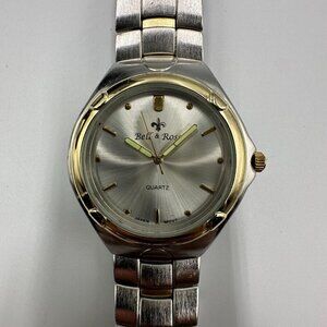 3/$30 Bell & Rose Watch Men Silver Gold Two Tone Round Face 39MM 8.75"